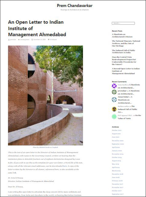 An Open Letter to Indian Institute of Management Ahmedabad - Prem Chandavarkar